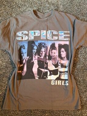 Spice Girls Graphic Tee - Grey with Multicolor Print